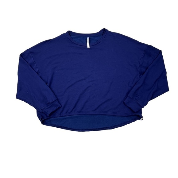 Fabletics Navy Blue Long Sleeve Luxe Cinched Pullover Sweatshirt - Picture 2 of 5